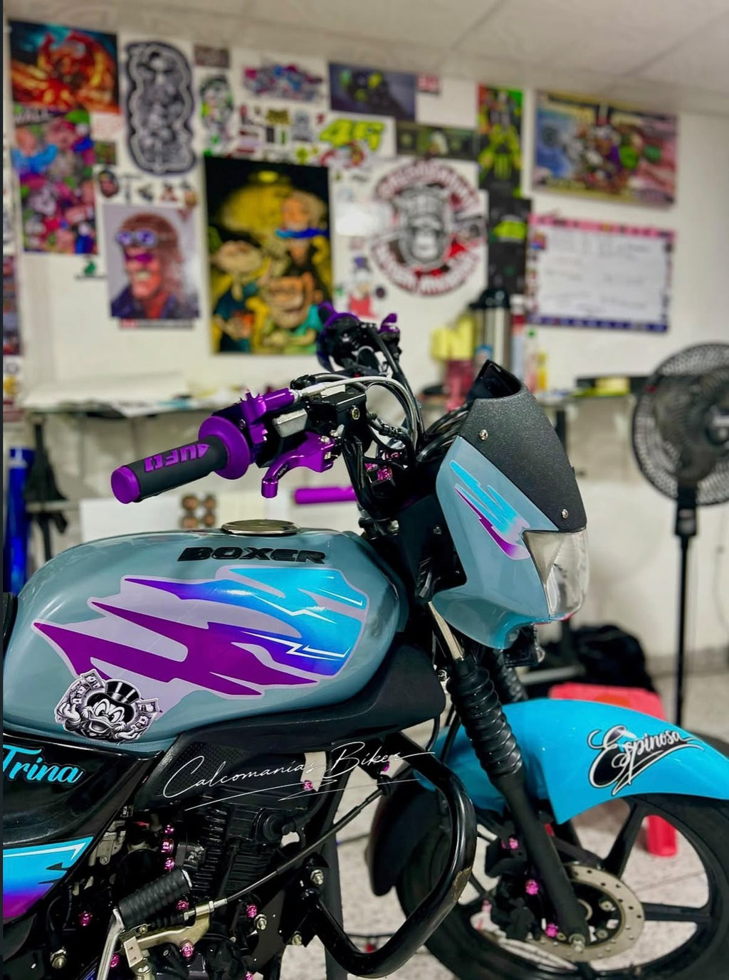 Kit Calcomanías Bajaj Boxer - Gris, Turquesa y Morado
